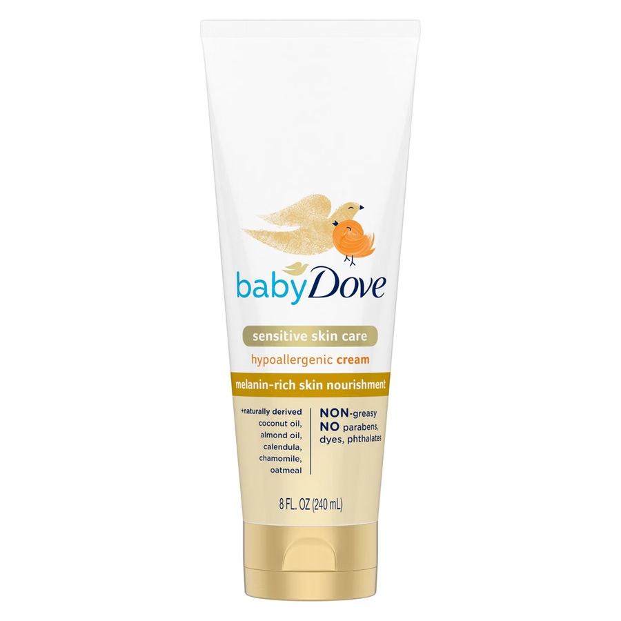 Verified package image for Baby Dove Melanin-Rich Skin Nourishment Hypoallergenic Cream, 8 fl oz